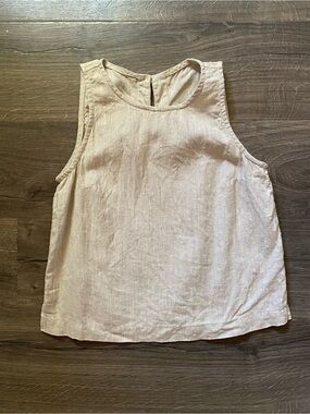 notPERFECTLINEN BAY-2 Beige Sleeveless Linen Tank S/M